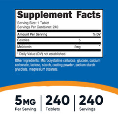 Nutricost Melatonin tablets close-up showing the easy-to-swallow form.