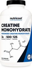 Nutricost micronized creatine monohydrate bottle, ideal for fueling strength training sessions