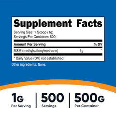 Nutricost MSM powder with serving scoop for precise daily dosage