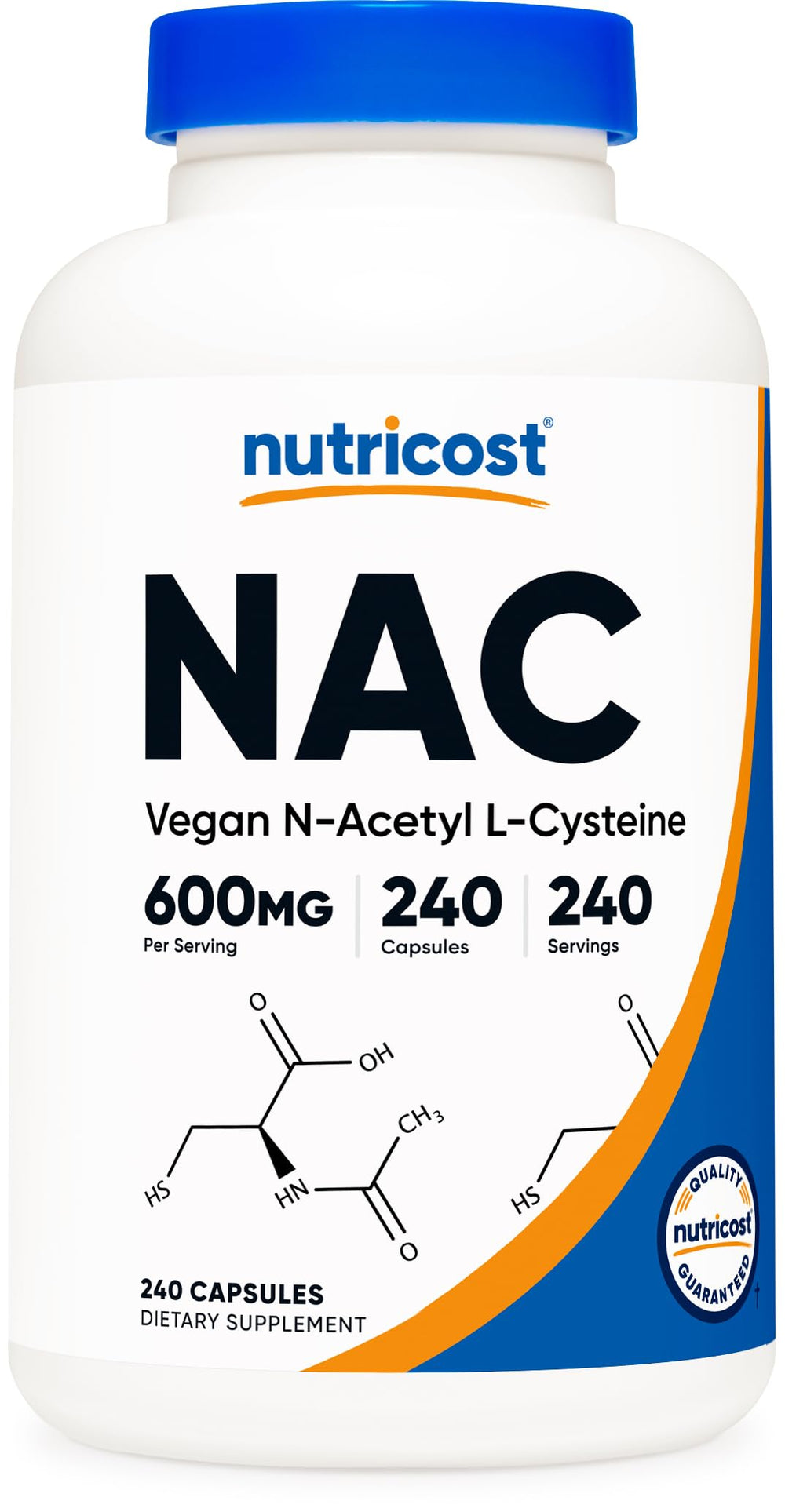 Nutricost NAC 600mg bottle front view highlighting convenient daily supplementation