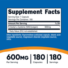 Nutricost NAC veggie capsules close-up for easy daily use.