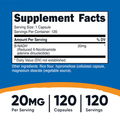 Nutricost NADH capsules for daily supplementation.