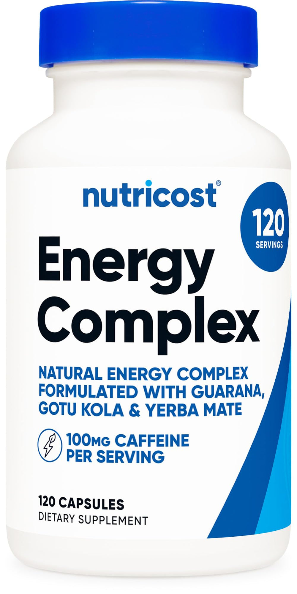 Nutricost Natural Energy Pills bottle front with 120 capsules for daily energy