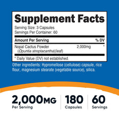 Nutricost Nopal Cactus capsules pour demonstrates convenient 60-serving vegan supplement use