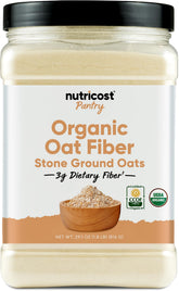 Nutricost Oat Fiber container with USDA Organic label, ideal for daily fiber addition.