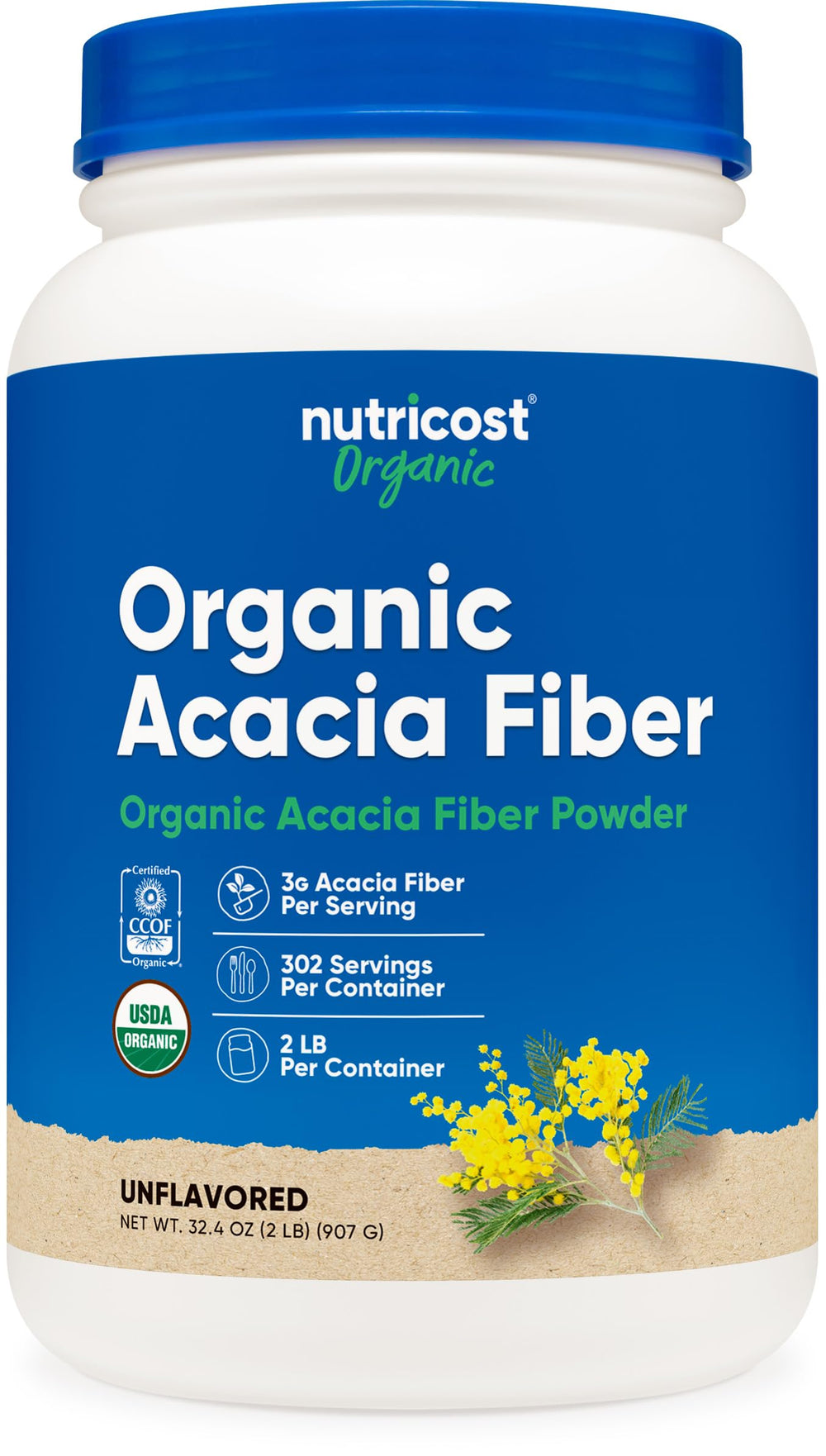 Nutricost Organic Acacia Fiber Powder bottle shows a natural fiber source for daily routines