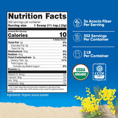 Nutricost Organic Acacia Fiber Powder scoop beside bottle for easy daily servings