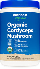 Nutricost Organic Cordyceps bottle with label, supports daily wellness routines.
