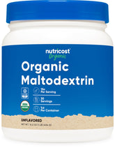 Nutricost Organic Maltodextrin Powder bottle for quick energy during workouts.