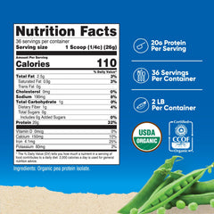 Nutricost pea protein scoop shows 20 g protein per serving for meal supplementation.