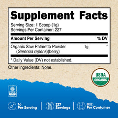 Nutricost Saw Palmetto Powder with serving scoop for precise daily portions.
