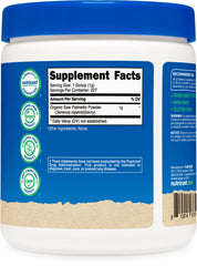 Fine powder mound of Nutricost Saw Palmetto Powder ready for shakes and blends.