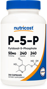 Nutricost P5P bottle with 50mg capsules for daily support.