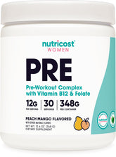 Nutricost Peach Mango pre-workout bottle ready for a quick energy boost before training