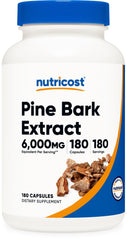 Nutricost Pine Bark Extract bottle front with 180 capsules for daily use