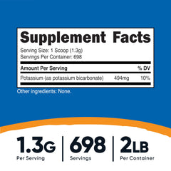 Nutricost Potassium Bicarbonate powder with scoop for precise 1/4 tsp servings