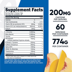 Nutricost Pre-Workout Complex peach mango tub ready for flavor-forward training
