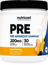 Nutricost pre-workout complex peach mango tub ready for workouts