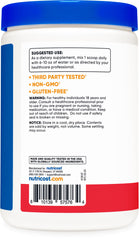 Nutricost Prebiotic Fiber fruit punch label highlights gluten-free and GMO-free features