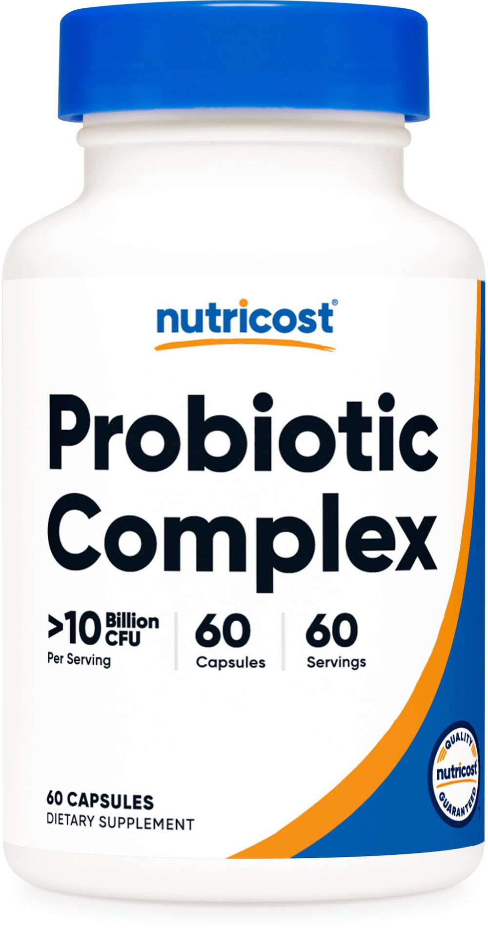 Nutricost Probiotic Complex bottle with 10 Billion CFU for daily gut support.