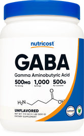 Nutricost Pure GABA 500G bottle front for calm evenings and purity