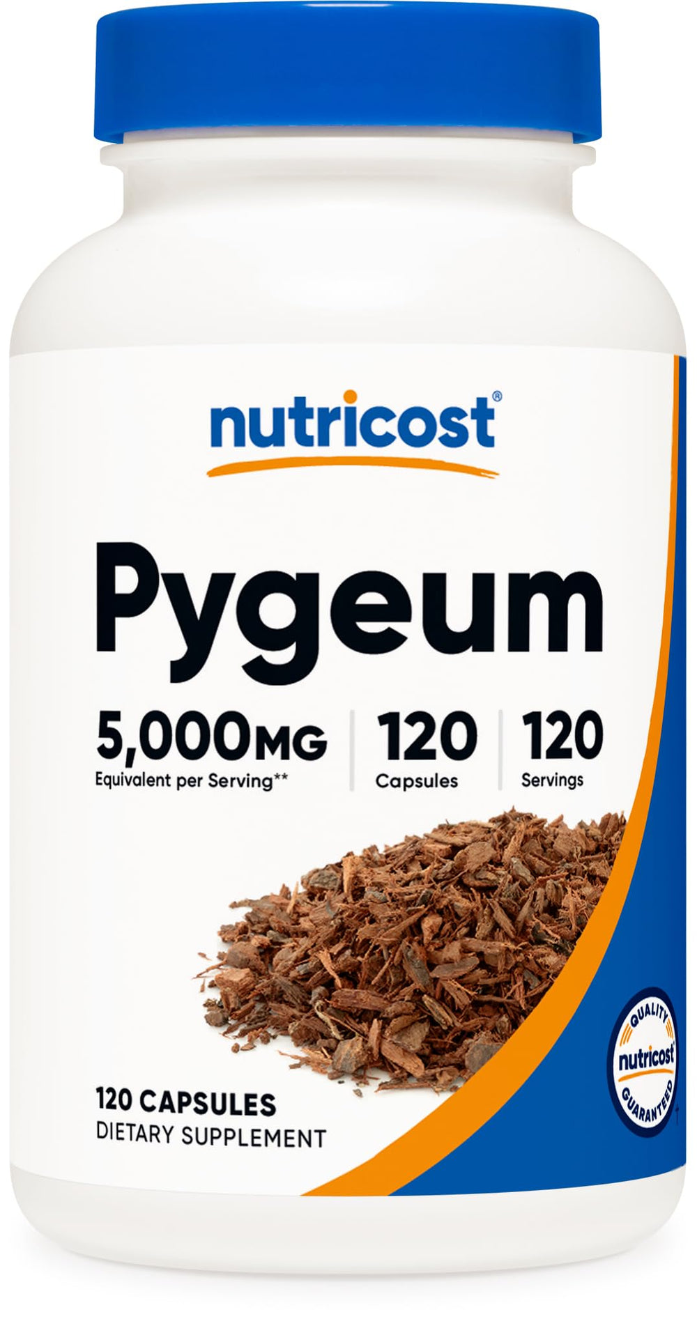 Nutricost Pygeum extract bottle with 120 vegetarian capsules for daily use.