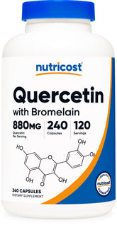 Nutricost Quercetin 880mg bottle front view; supports daily supplementation.