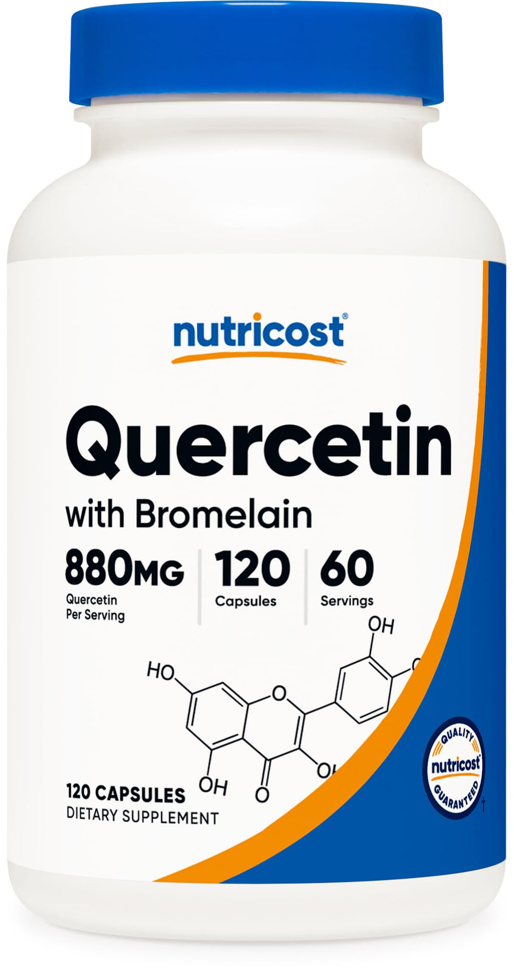 Nutricost Quercetin with Bromelain bottle shown for easy daily use.