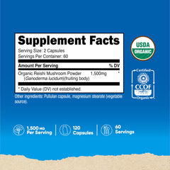 Nutricost Reishi Mushroom Capsules bottle shot emphasizing simple, vegetarian formula