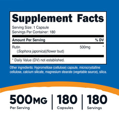 Nutricost Rutin capsules close-up shows convenient one-capsule serving.