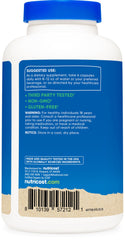 Nutricost Spirulina bottle label highlighting gluten-free and non-gmo attributes
