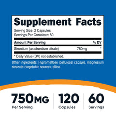 Nutricost Strontium capsules close-up showing vegetarian capsules for daily use.