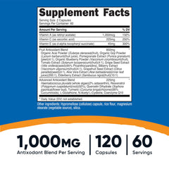 Nutricost Super Antioxidants capsules close-up showing easy-to-swallow design