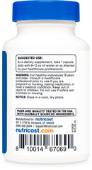 Nutricost Tudca 500mg bottle back with supplement facts for transparency