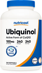 Nutricost Ubiquinol Softgels bottle on white background for daily wellness