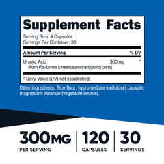 Nutricost Ursolic Acid capsules closeup highlighting vegetarian capsules for daily use