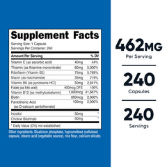 Closeup of Nutricost Vitamin B Complex capsules for consistent daily intake.