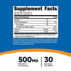 Close-up of Nutricost Vitamin C Gummies with natural flavors for tasty vitamin C