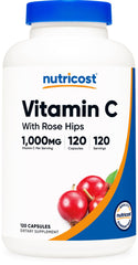 Nutricost Vitamin C with Rose Hips bottle for daily wellness