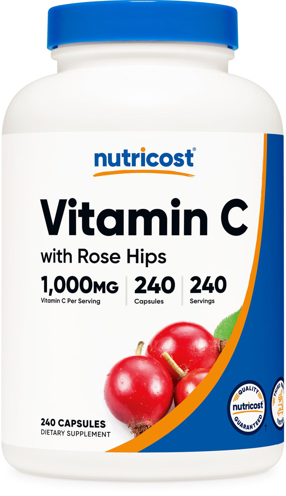 Nutricost Vitamin C with Rose HIPS bottle—high-dose daily wellness potential