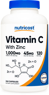 Nutricost Vitamin C with Zinc bottle front for daily wellness