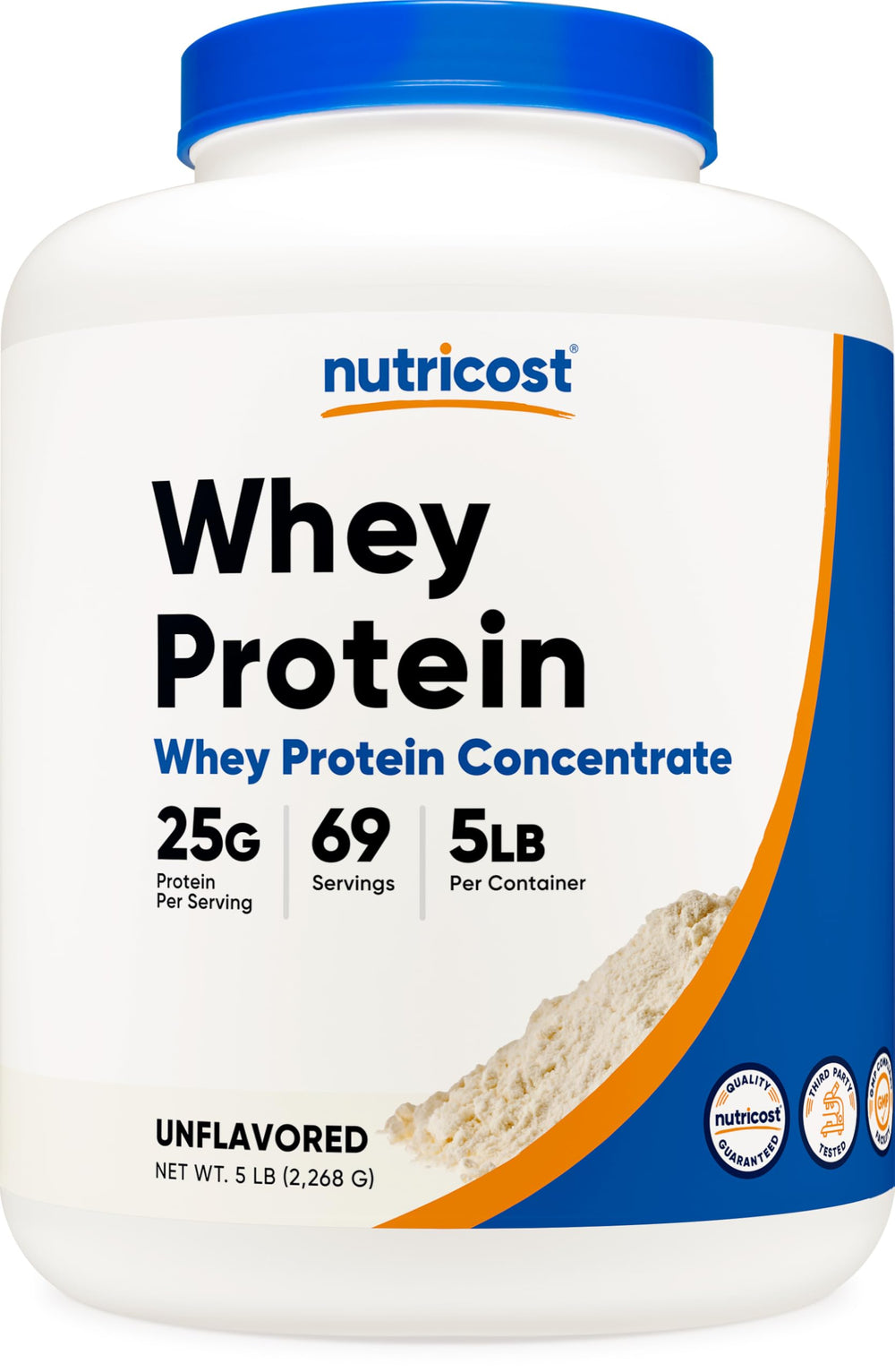 Nutricost whey protein concentrate unflavored bottle ready for versatile shakes