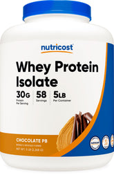 Nutricost Whey Protein Isolate bottle in chocolate peanut butter flavor for easy daily protein.