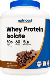 Nutricost Whey Protein Isolate Mocha container for convenient daily protein support.