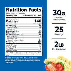 Nutricost Whey Protein Isolate Strawberry Banana 2lb serving scoop for easy shakes