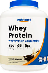 Nutricost vanilla whey protein bottle front view for daily shakes