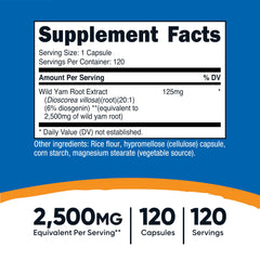 Nutricost Wild Yam Root capsules, vegan-friendly formula for gluten-free daily use.