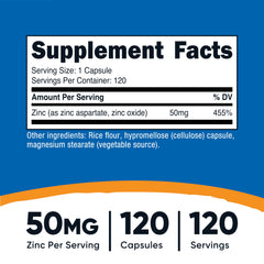Nutricost Zinc Chelate capsules close-up, vegetarian-friendly formula
