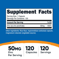 Nutricost zinc picolinate label close-up showing ingredients