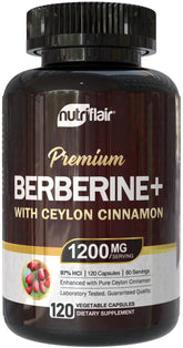 NutriFlair Berberine 97% HCl bottle front highlights premium, high-potency formula.